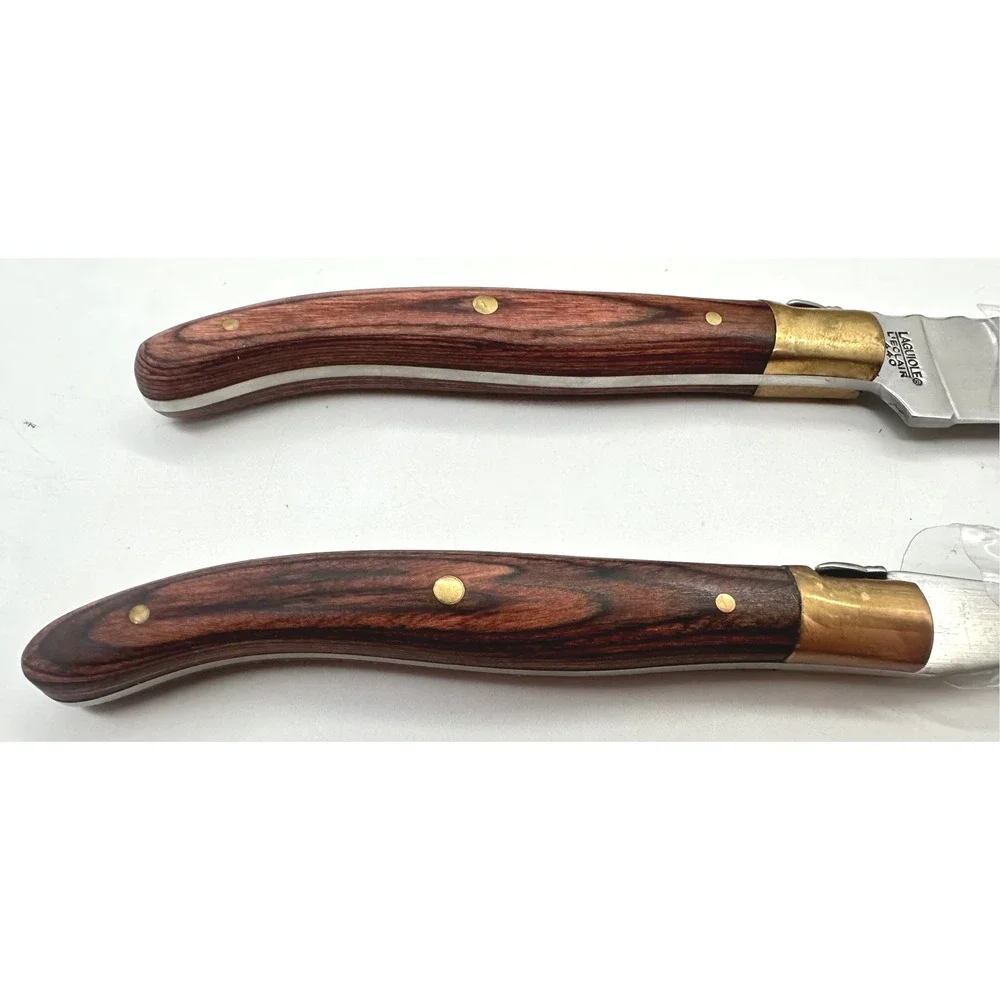 NEW Laguiole Kitchen L'Eclair 2 Piece Bee Logo Carving Set Wooden Handle w/ Box